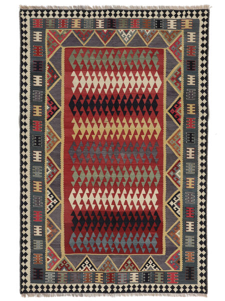  154X232 Kelim Vintage Teppich Teppich Schwarz/Dunkelrot Persien/Iran 