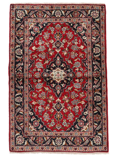  Keshan Teppich 100X150 Echter Orientalischer Handgeknüpfter Schwartz/Dunkelrot (Wolle, Persien/Iran)