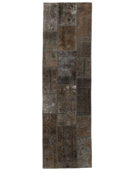  74X254 Patchwork Teppich Läufer Teppich Schwarz/Braun Persien/Iran 