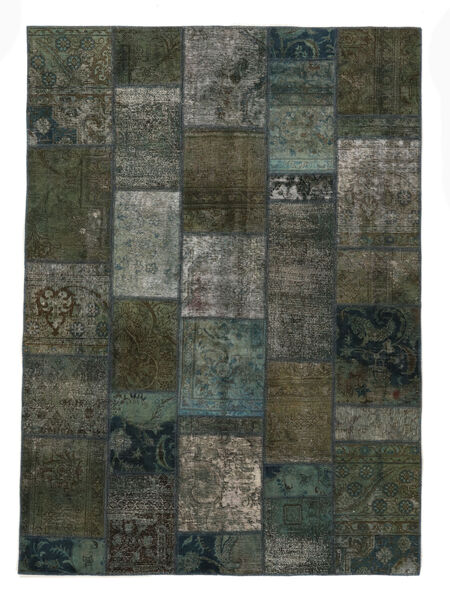 175X240 Patchwork Teppich Teppich Echter Moderner Handgeknüpfter Schwarz/Dunkelgrün (Wolle, Persien/Iran)