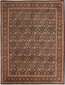  Täbriz 50 Raj Teppich 306X390 Echter Orientalischer Handgeknüpfter Dunkelrot/Dunkelbraun Großer (Wolle/Seide, Persien/Iran)