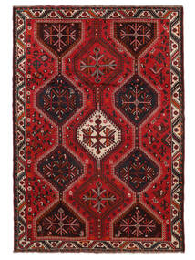  Shiraz Teppich 210X295 Echter Orientalischer Handgeknüpfter Schwartz/Dunkelrot (Wolle, Persien/Iran)