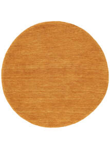 Handloom Ø 250 Groß Orange Einfarbig Rund Wollteppich Teppich 