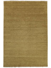 Handloom Fringes 250X350 Groß Olivegrün Einfarbig Wollteppich Teppich 