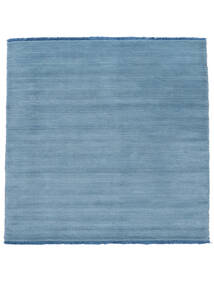  Wollteppich 250X250 Handloom Fringes Hellblau Quadratischer Teppich Groß Teppich 