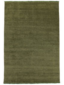  Wollteppich 160X230 Handloom Fringes Grün Teppich 