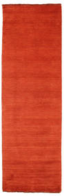  80X250 Einfarbig Klein Handloom Fringes Teppich - Rost/Rot Wolle, 