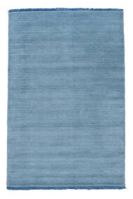  140X200 Einfarbig Klein Handloom Fringes Teppich - Hellblau Wolle, 