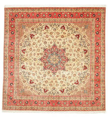  Täbriz 50 Raj Mit Seide Teppich 292X298 Echter Orientalischer Handgeknüpfter Quadratisch Beige/Rost/Rot Großer (Wolle/Seide, Persien/Iran)