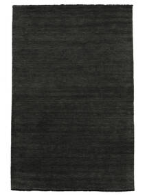  250X350 Einfarbig Groß Handloom Fringes Teppich - Schwarz/Grau 