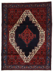  Senneh Teppich 127X170 Echter Orientalischer Handgeknüpfter Schwartz/Dunkelrot (Wolle, Persien/Iran)