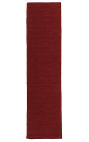  Kelim Loom - Dunkelrot Teppich 80X400 Echter Moderner Handgewebter Läufer Dunkelrot/Beige (Wolle, Indien)