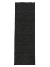 Teppichläufer 80X250 Einfarbig Kelim Loom - Schwarz 