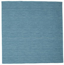  Kelim Loom - Blau Teppich 200X200 Echter Moderner Handgewebter Quadratisch Türkisblau/Blau (Wolle, Indien)