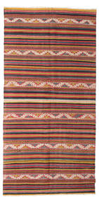  150X303 Kelim Vintage Türkei Teppich Handgewebter Teppich Rot/Dunkelgrau Türkei 