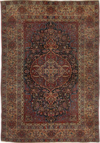  Isfahan Antik Teppich 147X215 Echter Orientalischer Handgeknüpfter Dunkelrot/Dunkelbraun (Wolle, Persien/Iran)