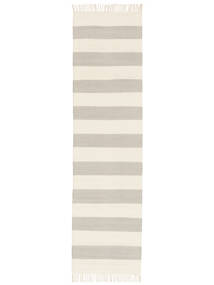 Teppichläufer 80X300 Baumwolle Moderner Cotton Stripe Teppich - Grau/Naturweiß 