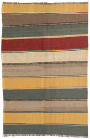 Kelim Teppich 122X188 Echter Orientalischer Handgewebter Hellbraun/Dunkelgrau (Wolle, Persien/Iran)