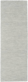  Kelim Honey Comb - Grau Teppich 80X240 Echter Moderner Handgewebter Läufer Hellgrau/Beige (Wolle, Indien)