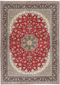  Isfahan Seidenkette Teppich 300X417 Persischer Rot/Hellgrau Groß Teppich 