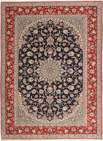  Isfahan Seidenkette Teppich 265X363 Echter Orientalischer Handgeknüpfter Hellgrau/Dunkelrot Großer (Wolle/Seide, Persien/Iran)