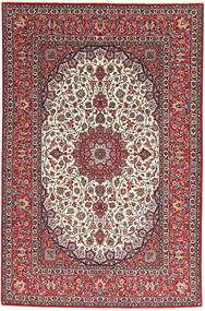  Isfahan Seidenkette Teppich 155X240 Echter Orientalischer Handgeknüpfter Dunkelrot/Hellgrau (Wolle/Seide, Persien/Iran)