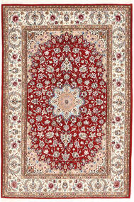 Echter Teppich Isfahan Seidenkette Teppich 132X198 Beige/Rot ( Persien/Iran)
