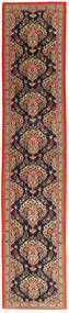  Ghom Kork/Seide Teppich 80X392 Echter Orientalischer Handgeknüpfter Läufer Hellbraun/Dunkelgrau (Wolle, Persien/Iran)