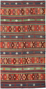  Kelim Türkei Teppich 180X343 Echter Orientalischer Handgewebter Dunkelrot/Dunkelblau (Wolle, Türkei)
