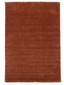  100X160 Einfarbig Klein Handloom Fringes Teppich - Rost Wolle, 