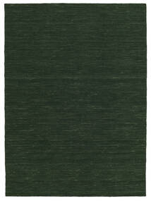  Kelim Loom - Waldgrün Teppich 160X230 Echter Moderner Handgewebter Dunkelgrün (Wolle, Indien)