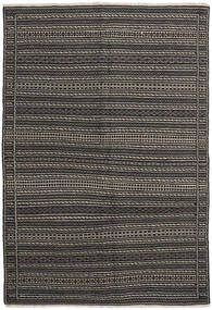  Kelim Teppich 160X232 Echter Orientalischer Handgewebter Dunkelgrau/Schwartz (Wolle, Persien/Iran)
