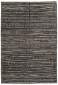  Kelim Teppich 161X234 Echter Orientalischer Handgewebter Schwartz/Dunkelgrau (Wolle, Persien/Iran)