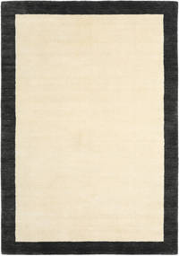 Handloom Frame 160X230 Schwarz/Weiß Einfarbig Wollteppich 
