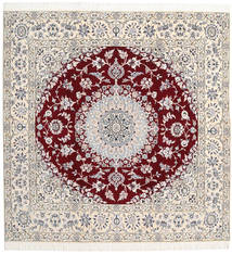  Nain 9La Teppich 201X204 Echter Orientalischer Handgeknüpfter Quadratisch Hellgrau/Beige (Wolle/Seide, Persien/Iran)