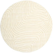  Woodyland - Beige Teppich Ø 250 Moderner Rund Beige/Weiß/Creme Großer (Wolle, Indien)