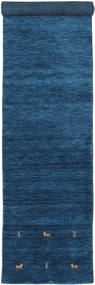  Gabbeh Loom Two Lines - Dunkelblau Teppich 80X450 Moderner Läufer Dunkelblau/Blau (Wolle, Indien)