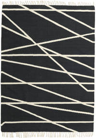  160X230 Abstrakt Cross Lines Teppich - Schwarz/Naturweiß Wolle, 
