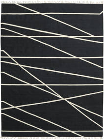  Cross Lines - Schwarz/Naturweiß Teppich 250X350 Echter Moderner Handgewebter Schwartz Großer (Wolle, Indien)
