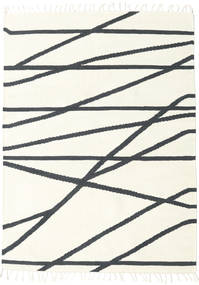  Cross Lines - Naturweiß/Schwarz Teppich 160X230 Echter Moderner Handgewebter Beige/Dunkelgrau (Wolle, Indien)