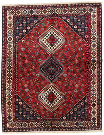  Yalameh Teppich 156X195 Echter Orientalischer Handgeknüpfter Dunkelrot/Dunkelgrau (Wolle, Persien/Iran)