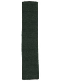 Teppichläufer 80X250 Einfarbig Kelim Loom - Waldgrün 