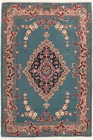 Isfahan Seidenkette Teppich Teppich 85X123 Dunkeltürkis/Dunkelgrau ( Persien/Iran)