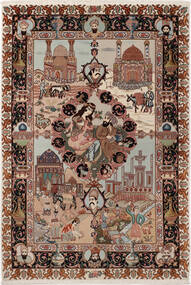  Täbriz 50 Raj Mit Seide Teppich 100X148 Echter Orientalischer Handgeknüpfter Dunkelbraun/Hellgrau (Wolle/Seide, Persien/Iran)