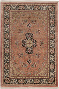99X149 Ghom Seide Teppich Teppich Echter Orientalischer Handgeknüpfter Braun/Orange (Seide, Persien/Iran)