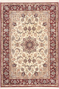  Orientalischer Isfahan Seidenkette Teppich Teppich 113X163 Beige/Orange ( Persien/Iran)