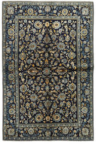  Keshan Teppich 134X205 Echter Orientalischer Handgeknüpfter Dunkelblau/Dunkelgrau (Wolle, Persien/Iran)