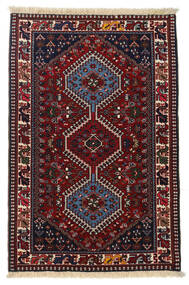  Yalameh Teppich 83X127 Echter Orientalischer Handgeknüpfter Dunkelrot (Wolle, Persien/Iran)