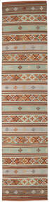  Kelim Anatolian Teppich 80X350 Echter Moderner Handgewebter Läufer Hellbraun/Braun (Wolle, Indien)
