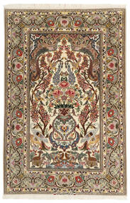  Isfahan Seidenkette Teppich 106X161 Echter Orientalischer Handgeknüpfter Hellbraun/Braun (Wolle/Seide, Persien/Iran)